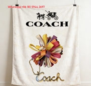 Coach Floral Logo Flannel Fleece Throw Blanket C048